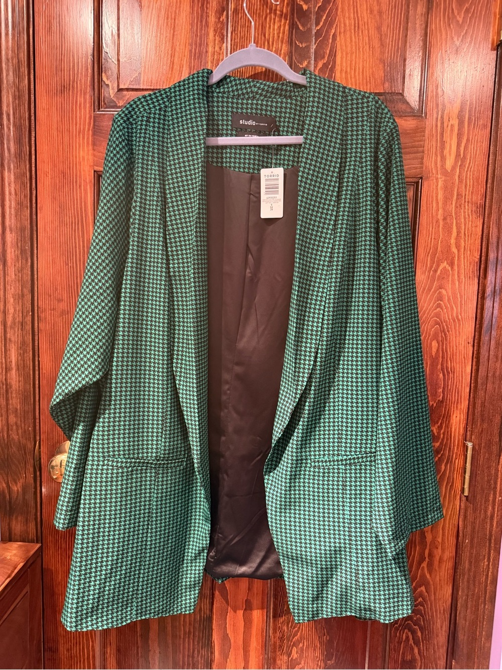 torrid Green Houndstooth Open Blazer